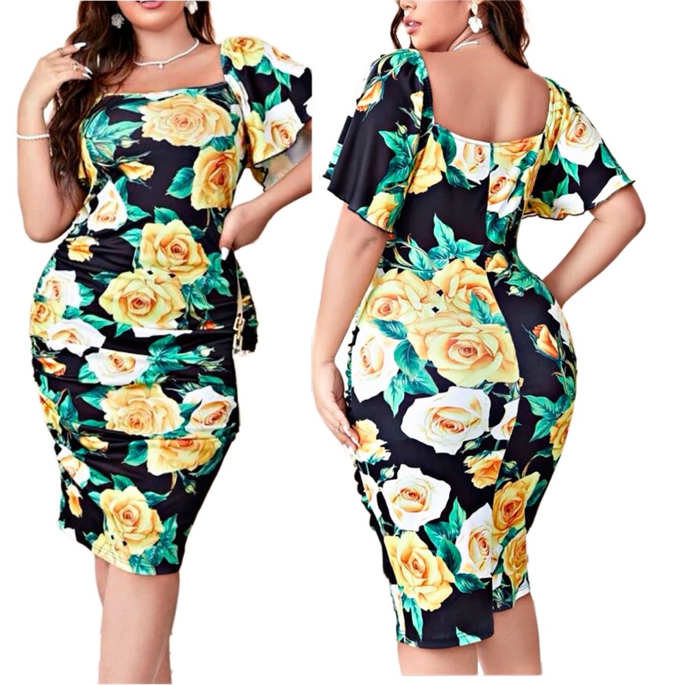 FLORAL BODYCON DRESS (PLUS)